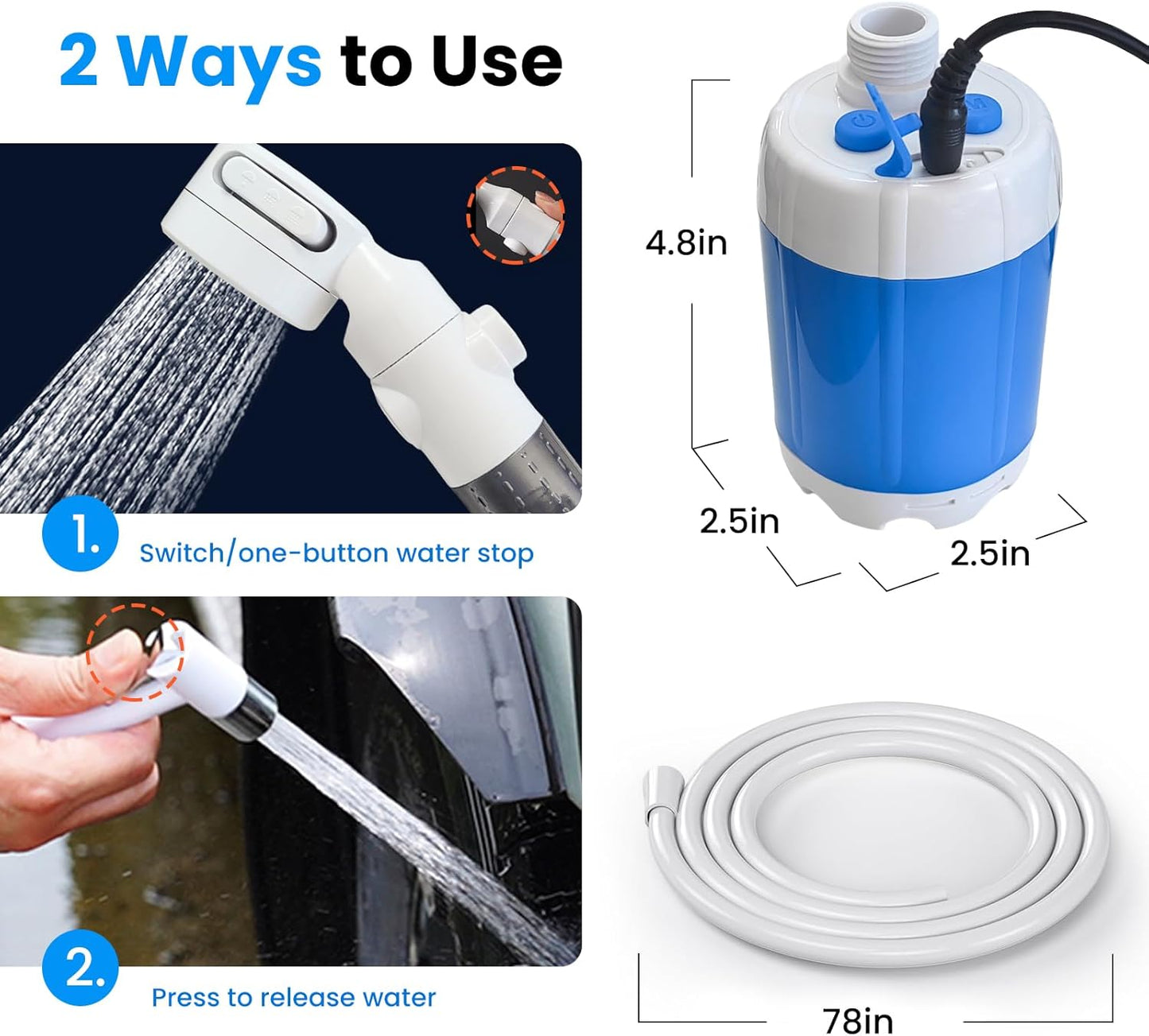 Przenośny prysznic kempingowy na zewnątrz