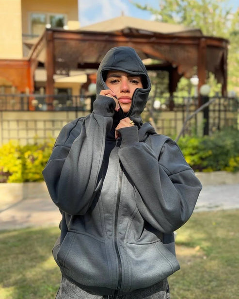 Bluza z kapturem i zamkiem błyskawicznym – unisexowa kurtka hiphopowa