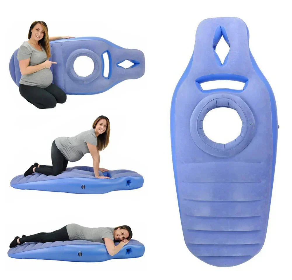 Nadmuchiwany materac dla kobiet w ciąży z otworem odciążającym