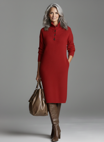 Katarzyna | Elegancka, prążkowana sukienka midi