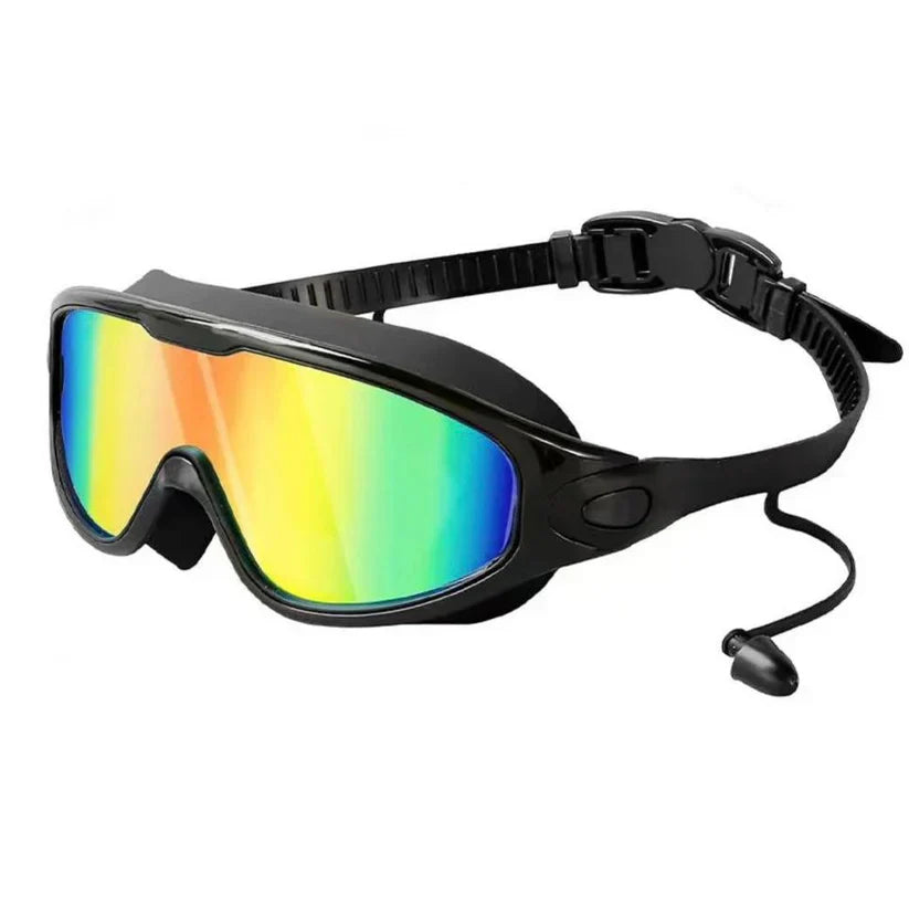 Okulary pływackie z szerokim polem widzenia, przeciwmgielne i UV, UNISEX